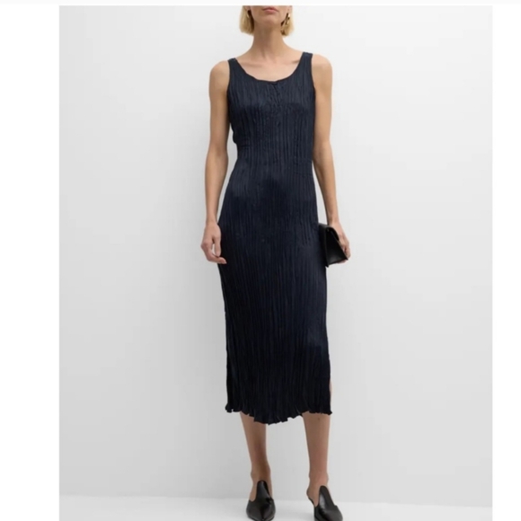 Eileen Fisher Crushed Cupro Scoop Neck Dress - Picture 2 of 7